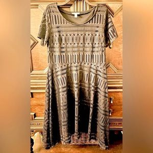 Dana Buchman shark bite hem dress.  Black, size L